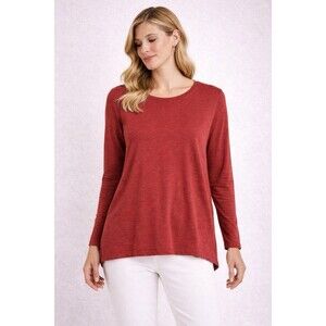Max Studio By NorstromRed Long Sleeve Top Women L Modal Blend Casual Lightweight